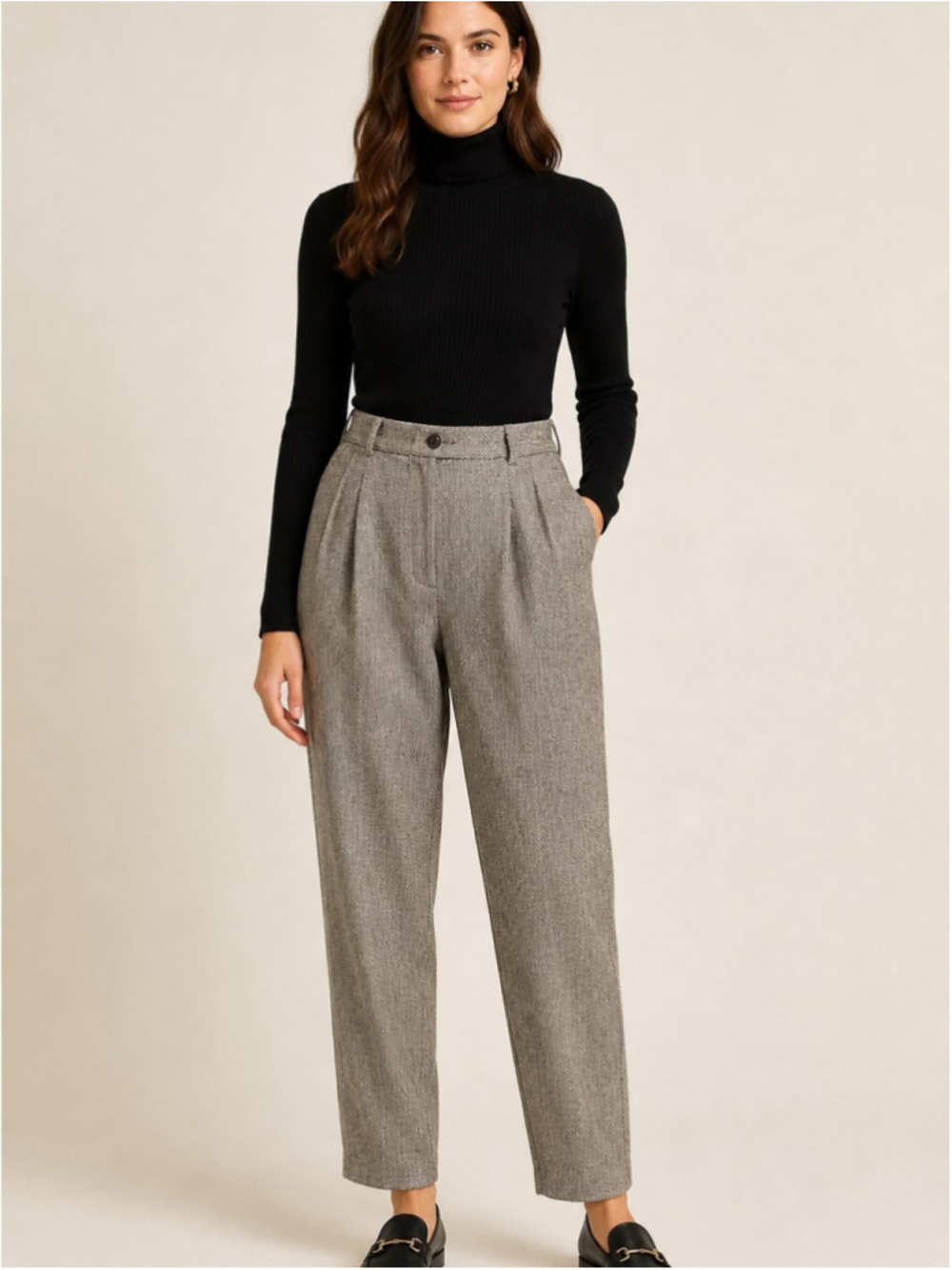 Vintage Talbots Wool Herringbone Pleated Trousers Pants Size 10